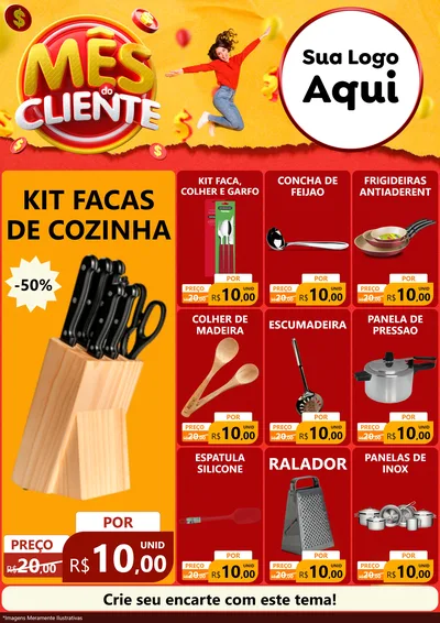 Modelo de Encarte para Encarte A4 Vertical com o tema Mês do Cliente para Utilidades Domésticas