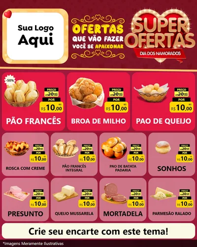 Modelo de Rede Social para Feed Instagram com o tema Dia dos Namorados para Padaria