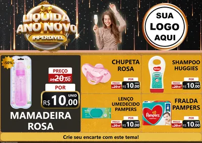 Modelo de Encarte para Encarte A4 Horizontal com o tema Liquida Ano Novo Imperdível para Bebês