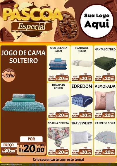 Modelo de Encarte para Encarte A4 Vertical com o tema Páscoa Especial para Cama, Mesa e Banho