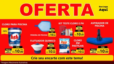 Modelo de TV para TV Horizontal com o tema OFERTA - Vermelho Cartaz para Produtos para Piscina