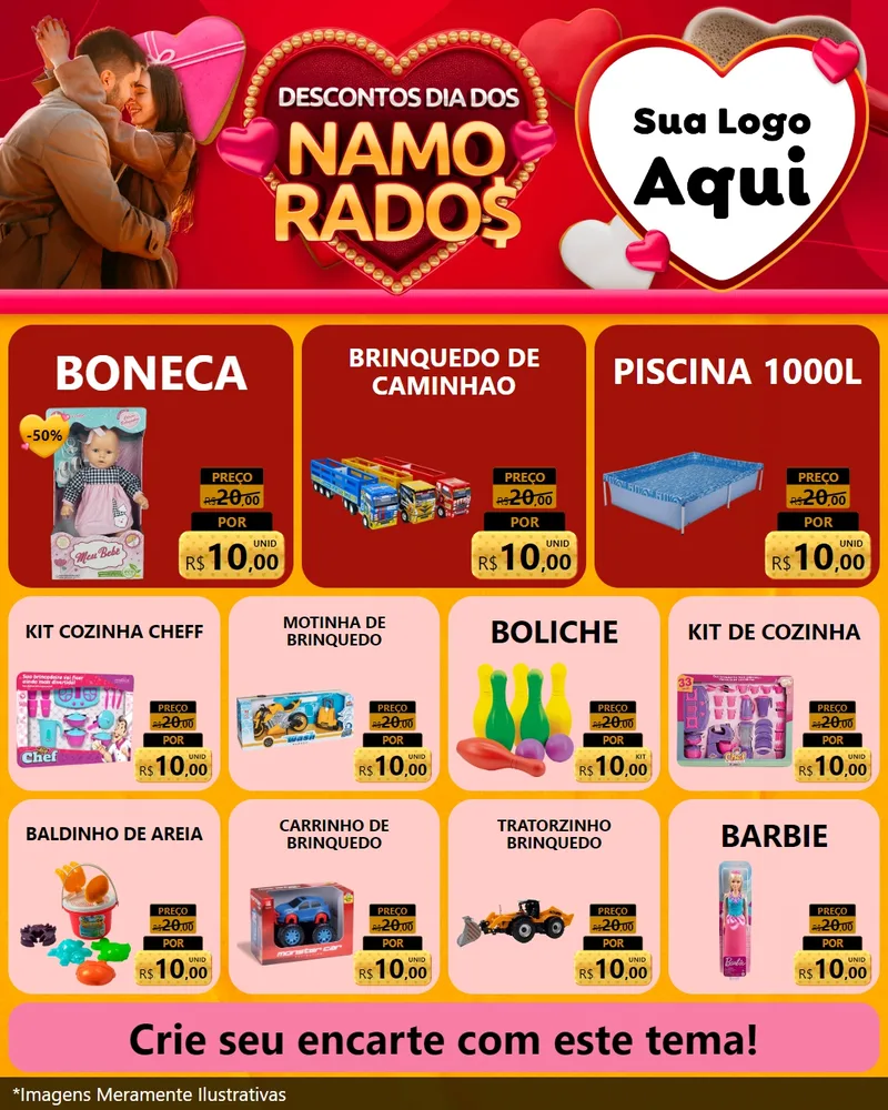 Modelo de Rede Social para Feed Instagram com o tema Descontos Dia dos Namorados para Brinquedos