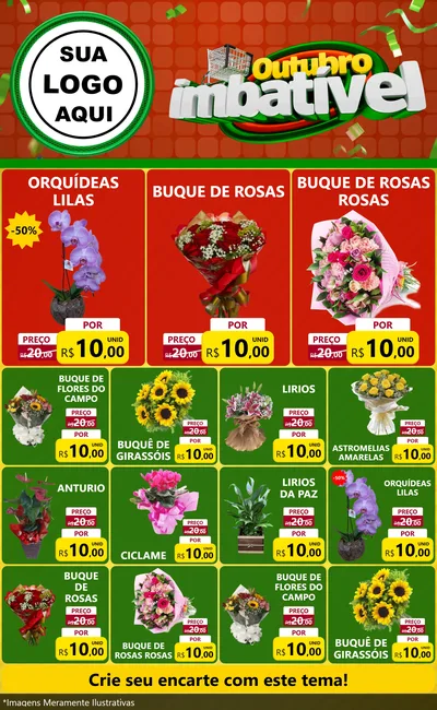 Modelo de Encarte para Encarte Grande com o tema Outubro Imbatível para Floricultura e jardim