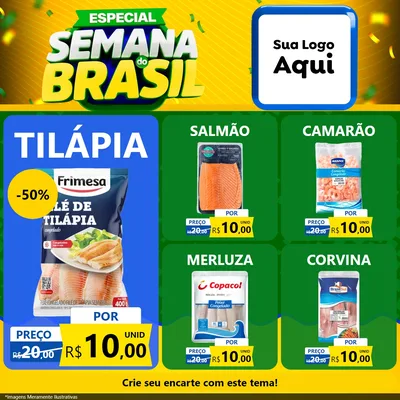 Modelo de Rede Social para Feed Facebook com o tema Especial Semana do Brasil para Peixaria
