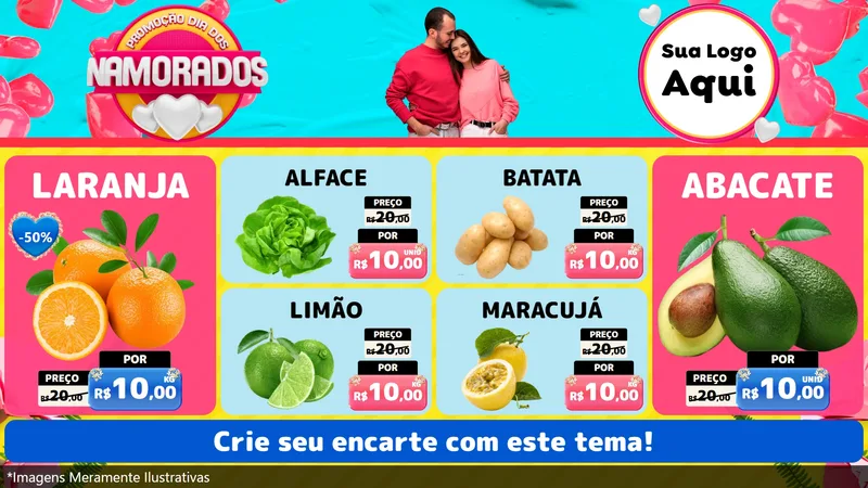 Modelo de TV para TV Horizontal com o tema Promoção Dia dos Namorados para Hortifrúti