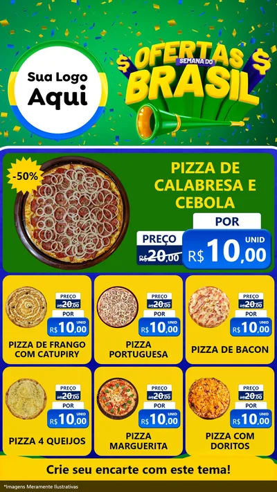 Modelo de Rede Social para Stories com o tema Ofertas Semana do Brasil para Pizzaria