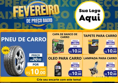 Modelo de Encarte para Encarte A4 Horizontal com o tema Fevereiro de Preço Baixo para Auto peças