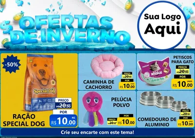 Modelo de Encarte para Encarte A4 Horizontal com o tema Ofertas de Inverno para Pet Shop
