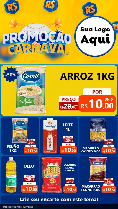 Modelo de Rede Social para Stories com o tema Promoção de Carnaval para Supermercado