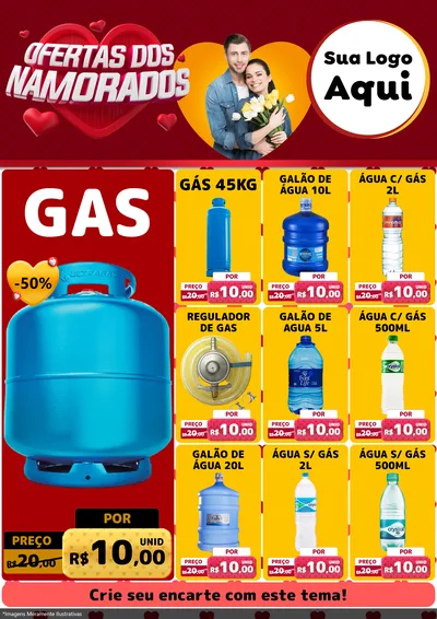 Modelo de Encarte para Encarte A4 Vertical com o tema Ofertas Dos Namorados para Água e gás