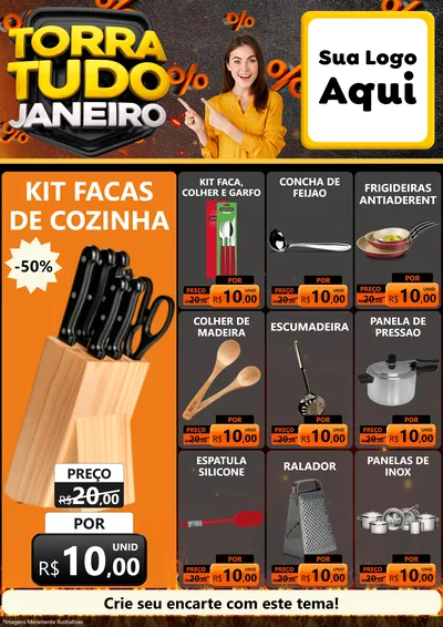Modelo de Encarte para Encarte A4 Vertical com o tema Torra Tudo Janeiro para Utilidades Domésticas