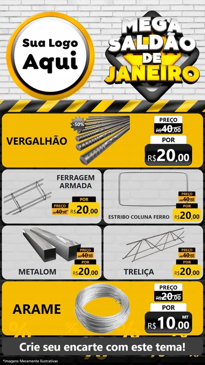 Modelo de TV para TV Vertical com o tema Mega Saldão de Janeiro para Ferragens