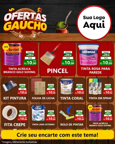 Modelo de Rede Social para Feed Instagram com o tema Ofertas Dia do Gaúcho para Tintas e Ferramentas