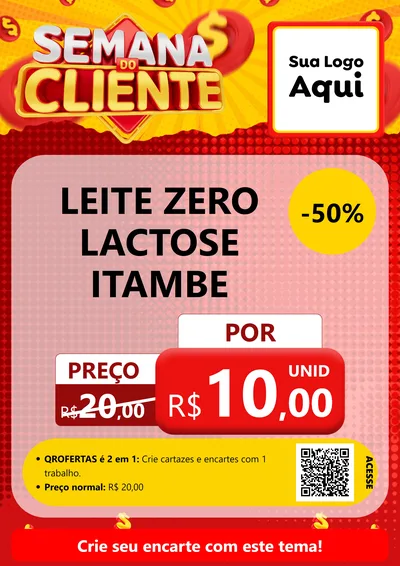 Modelo de Cartaz para Cartaz A4 Vertical com o tema Semana do Cliente para Frios e Laticínios