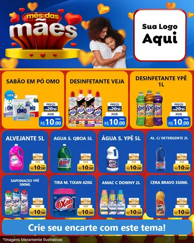 Modelo de Rede Social para Feed Instagram com o tema Mês das Mães para Produtos de Limpeza