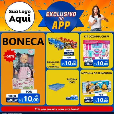 Modelo de Rede Social para Feed Facebook com o tema Exclusivo do Aplicativo para Brinquedos