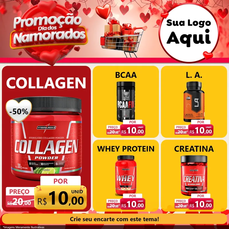 Modelo de Rede Social para Feed Facebook com o tema Promoção Dia dos Namorados para Suplementos alimentares