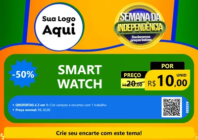 Modelo de Cartaz para Cartaz A4 Horizontal com o tema Semana da Independência Declaramos Preços Baixos para Informática