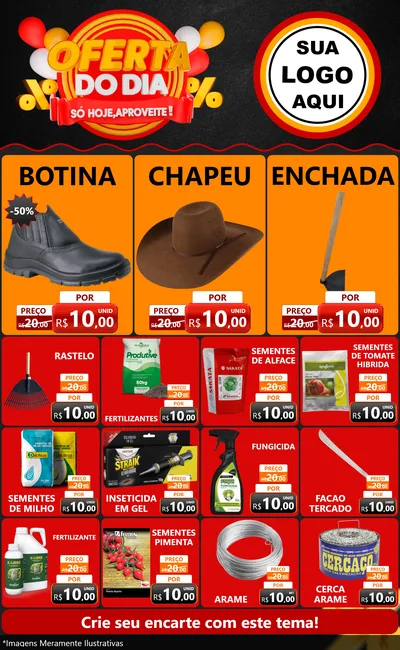 Modelo de Encarte para Encarte Grande com o tema Oferta do Dia - Só hoje, Aproveite! para Agropecuária