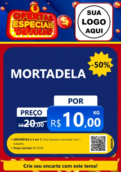 Modelo de Cartaz para Cartaz A4 Vertical com o tema Ofertas Especiais de Julho para Frios e Laticínios