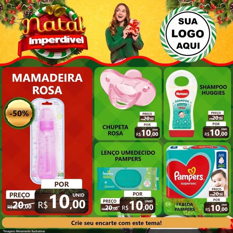 Modelo de Rede Social para Feed Facebook com o tema Natal Imperdível para Bebês