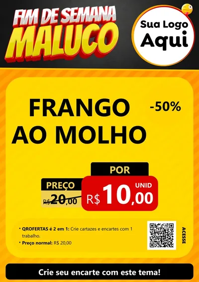 Modelo de Cartaz para Cartaz A4 Vertical com o tema Final de Semana Maluco para Restaurante