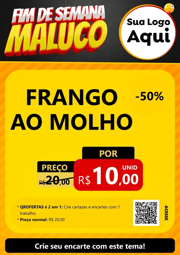 Modelo de Cartaz para Cartaz A4 Vertical com o tema Final de Semana Maluco para Restaurante