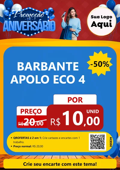 Modelo de Cartaz para Cartaz A4 Vertical com o tema Promoção de Aniversário para Armarinho e Aviamentos