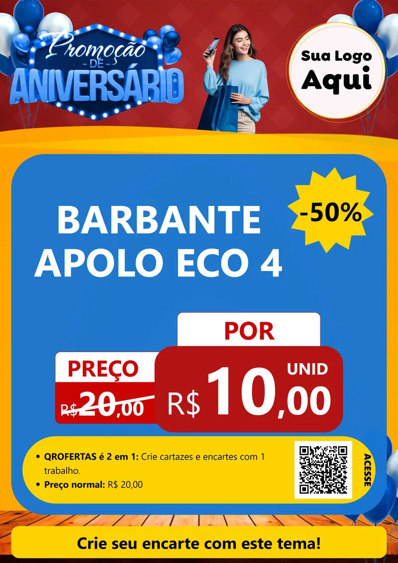 Modelo de Cartaz para Cartaz A4 Vertical com o tema Promoção de Aniversário para Armarinho e Aviamentos
