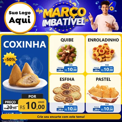 Modelo de Rede Social para Feed Facebook com o tema Março Imbatível para Salgadaria