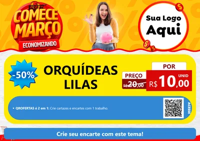 Modelo de Cartaz para Cartaz A4 Horizontal com o tema Comece Março Economizando para Floricultura e jardim