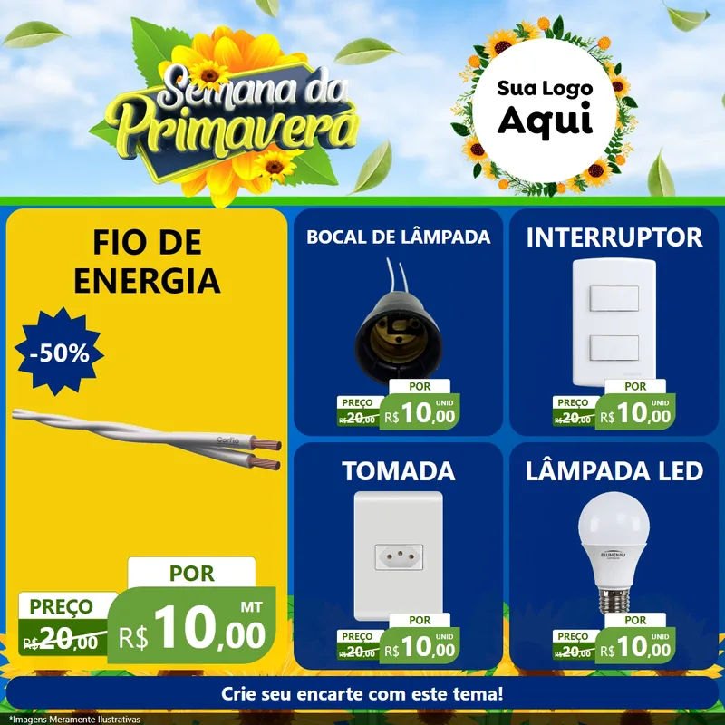 Modelo de Rede Social para Feed Facebook com o tema Semana da Primavera para Materiais Elétricos