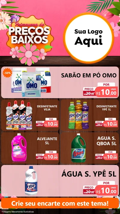 Modelo de TV para TV Vertical com o tema Primavera de Preços Baixos para Produtos de Limpeza