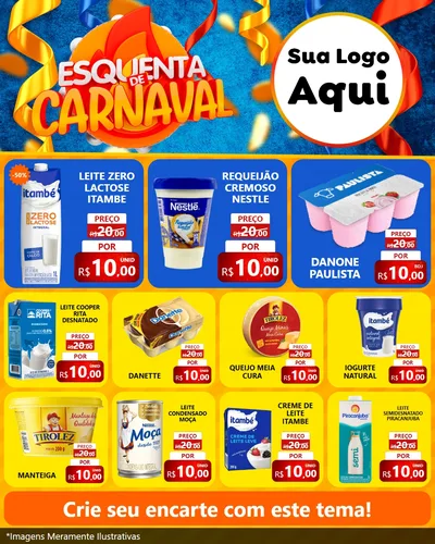 Modelo de Rede Social para Feed Instagram com o tema Esquenta de Carnaval para Frios e Laticínios
