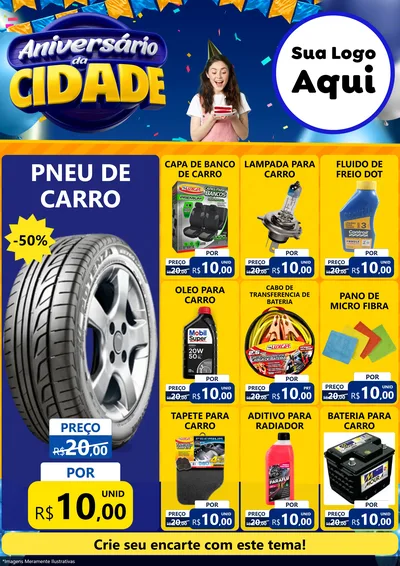 Modelo de Encarte para Encarte A4 Vertical com o tema Aniversário da Cidade para Auto peças