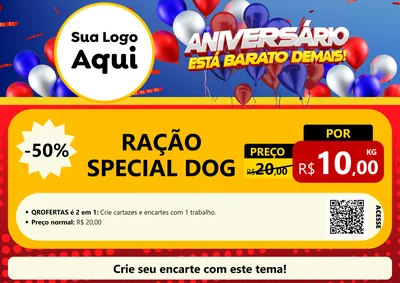 Modelo de Cartaz para Cartaz A4 Horizontal com o tema Aniversário para Pet Shop