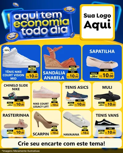 Modelo de Rede Social para Feed Instagram com o tema Aqui Tem Economia Todo Dia para Calçados