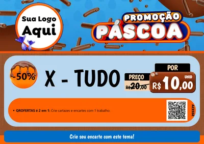 Modelo de Cartaz para Cartaz A4 Horizontal com o tema Promoção Páscoa para Hamburgueria