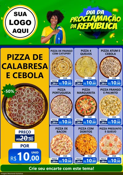Modelo de Encarte para Encarte A4 Vertical com o tema Dia Da Proclamação Da República para Pizzaria