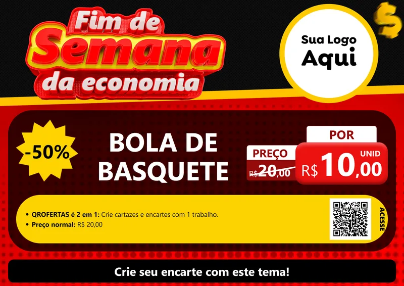 Modelo de Cartaz para Cartaz A4 Horizontal com o tema Fim de Semana da Economia para Artigos Esportivos