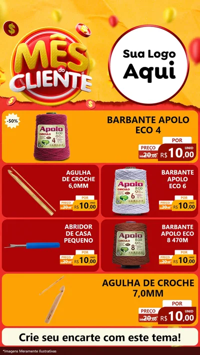 Modelo de TV para TV Vertical com o tema Mês do Cliente para Armarinho e Aviamentos