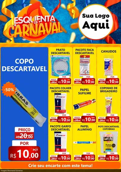 Modelo de Encarte para Encarte A4 Vertical com o tema Esquenta de Carnaval para Embalagens