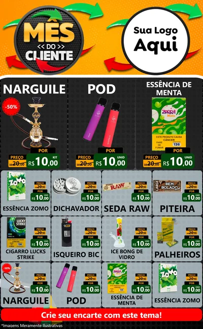 Modelo de Encarte para Encarte Grande com o tema Mês do Cliente para Tabacaria