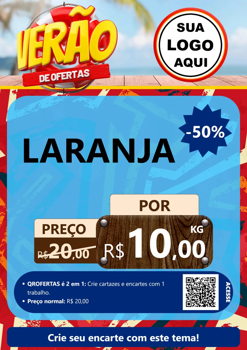 Modelo de Cartaz para Cartaz A4 Vertical com o tema Verão de Ofertas para Hortifrúti