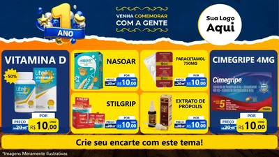 Modelo de TV para TV Horizontal com o tema Um Ano de Aniversário para Farmácia