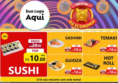 Modelo de Encarte para Encarte A4 Horizontal com o tema Sexta da Economia para Comida japonesa