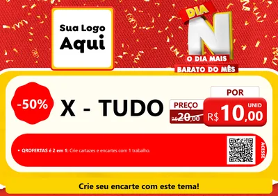 Modelo de Cartaz para Cartaz A4 Horizontal com o tema Dia N o Dia Mais Barato do Mês para Hamburgueria