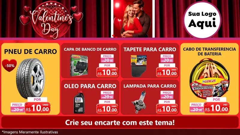 Modelo de TV para TV Horizontal com o tema Valentine's Day para Auto peças