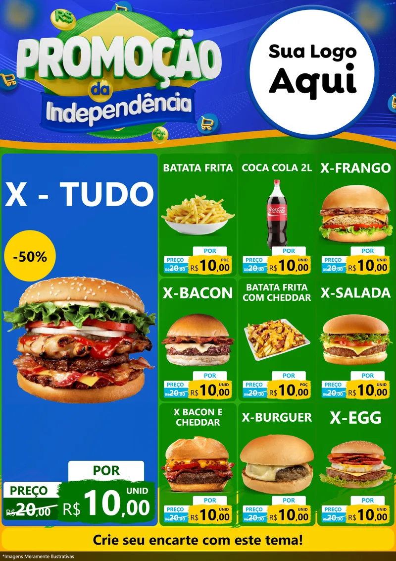 Modelo de Encarte para Encarte A4 Vertical com o tema Promoção da Independência para Hamburgueria