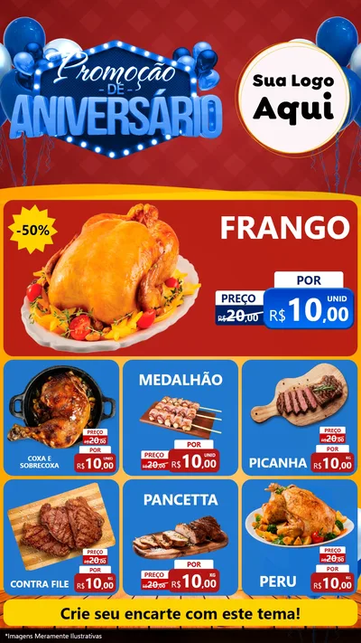 Modelo de Rede Social para Stories com o tema Promoção de Aniversário para Assados